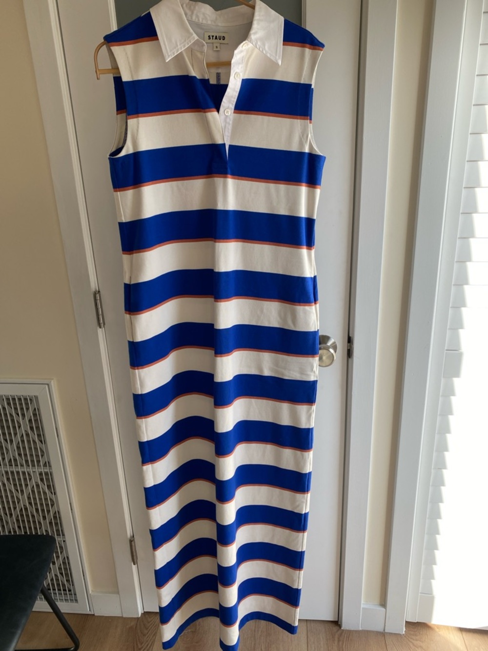 💙 STAUD Julius striped polo maxi dress size S NWOT